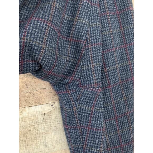 Vintage Wool Blend Herringbone Plaid Lined Pleated Trousers Pants Size 14 Cozy - Picture 6 of 10